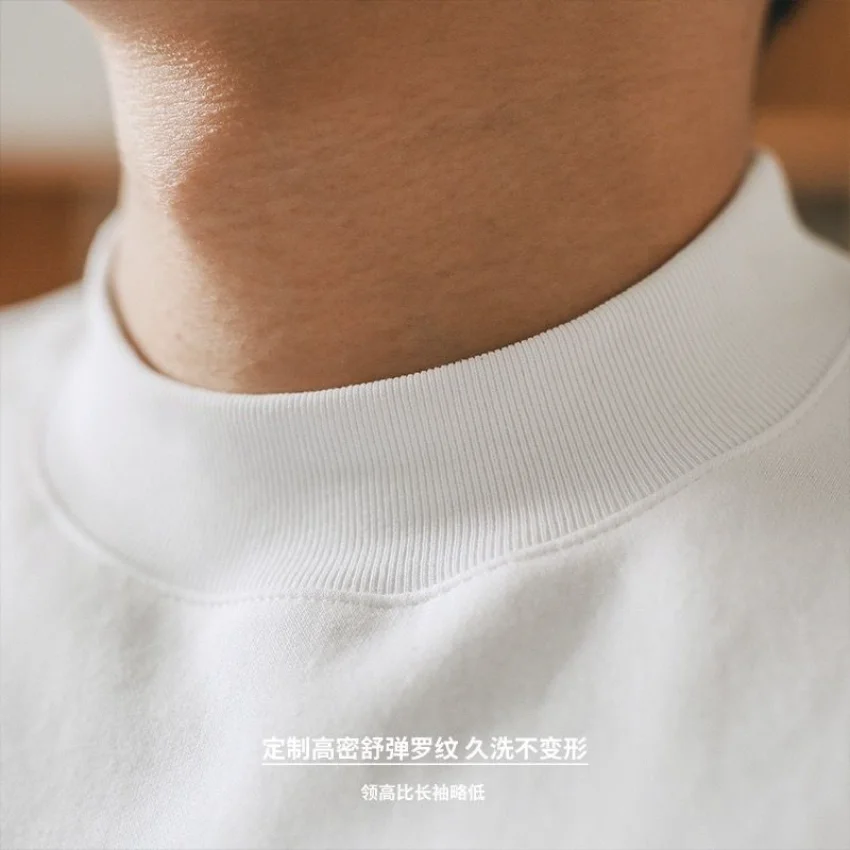 Four Needle 400gsm Double Yarn Cotton 400g Heavy Duty Short Sleeve T-shirt for Men Women Summer American Vintage Cotton Top