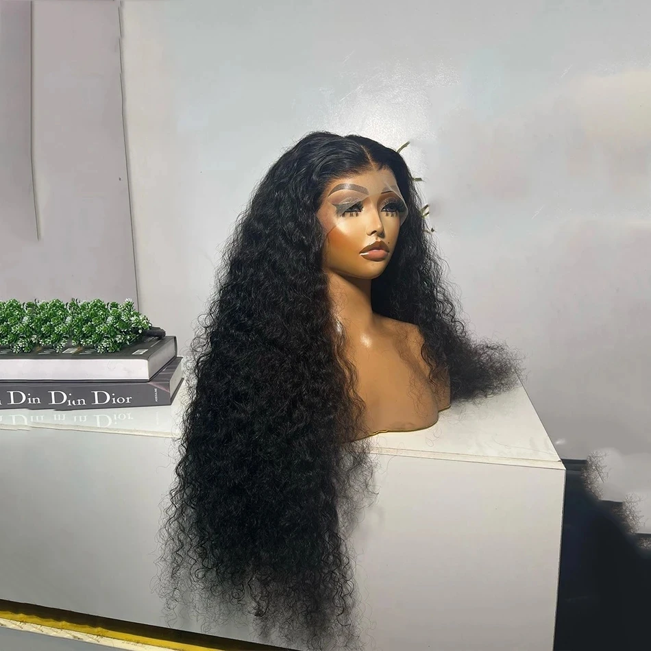 Perruque Lace Front Wig frisée noire naturelle, 26 pouces, cheveux de bébé doux sans colle, pre-plucked, densité 180%, pour Cosplay quotidien, pour