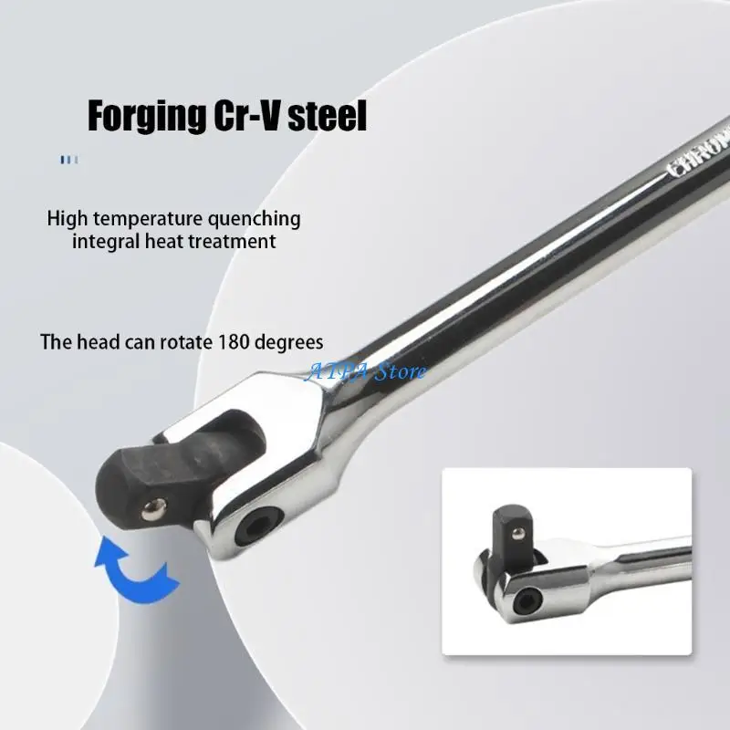 U13C 3 Piece Multiple Size Breaker Bar Tool Set 1/4 3/8 1/2in Drive Rotating Head Design Chrome Steel Mechanic Tool