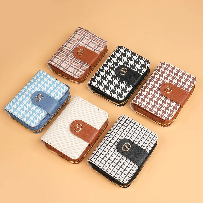 

Light Luxury Women Short Wallet Buckle Zipper PU Leather Coin Purse Multi Card Anti Demagnetization Large Capacity Small Wallets