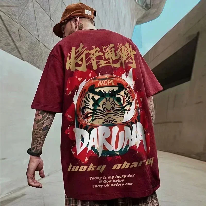 M-8XL Korean Loose Time Flies Damo Bulbasaur Print T-shirt with Round Neck Cotton Soft Casual Men Versatile Couple Outfit