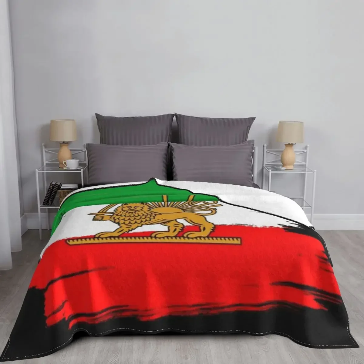 Custom Iran Flag With Emblem Logo Throw Blanket Soft Warm Coral Fleece Flannel Blankets Sofa Cover Bedspread Winter Plaid Blanke