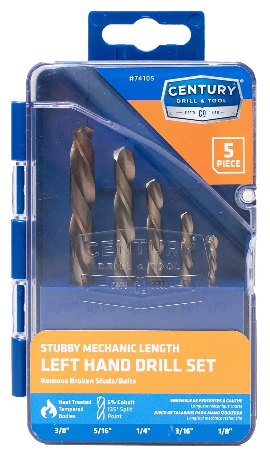

5-Piece Cobalt Left-Hand Drill Bit Set for Reverse Drilling, High-Quality Steel, Versatile Sizes for Precision Applications