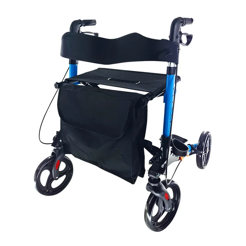 Elderly four-wheel walkers, elderly out shopping carts, home with brakes, with cushions, storage bags, walkers