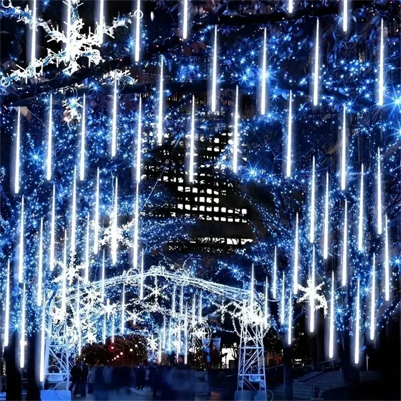 32/24/16/8 Tubes Christmas Meteor Shower LED String Lights Holiday Lighting Garden Party Decorations Rain Drop Falling New Xmas