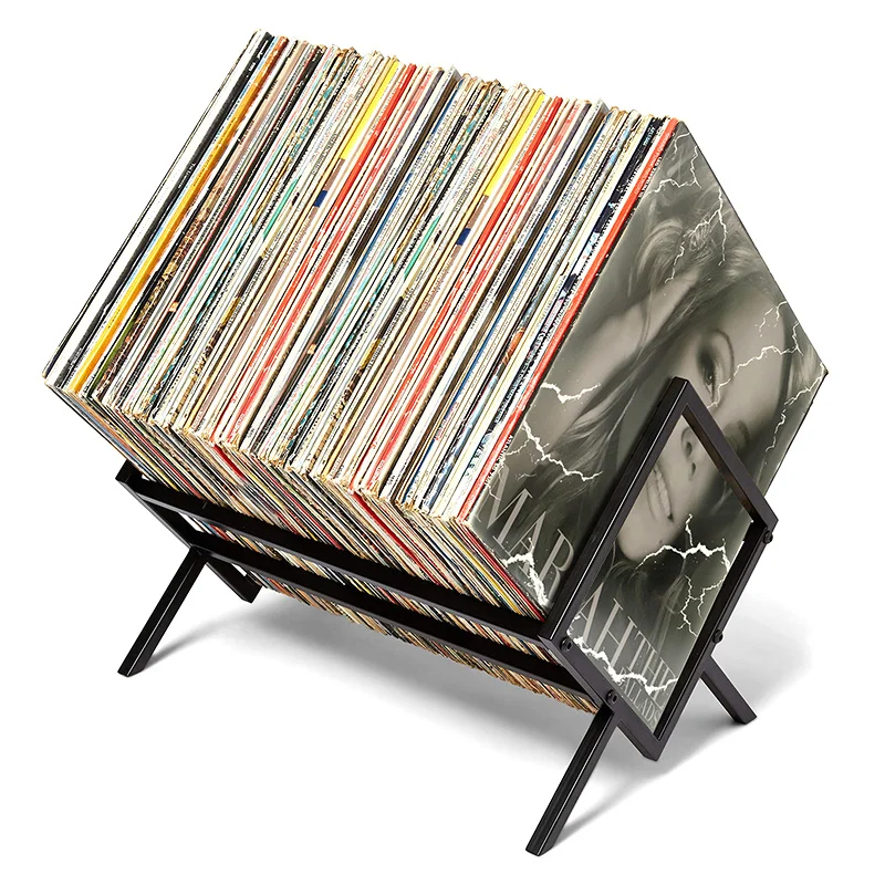 

Vinyl Record Storage Rack Matte Black Vinyl Record Holder 80 To 100 LP Capacity Durable Metal Single Tier Record Holder