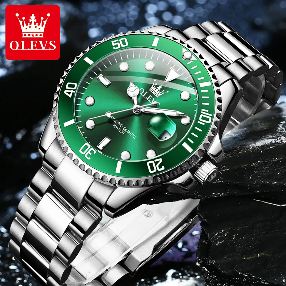 OLEVS 5885 Top Brand Classic Men\'s Quartz Watch Luminous Hands Calendar Display Stainless Steel Strap Waterproof Men\'s Watch