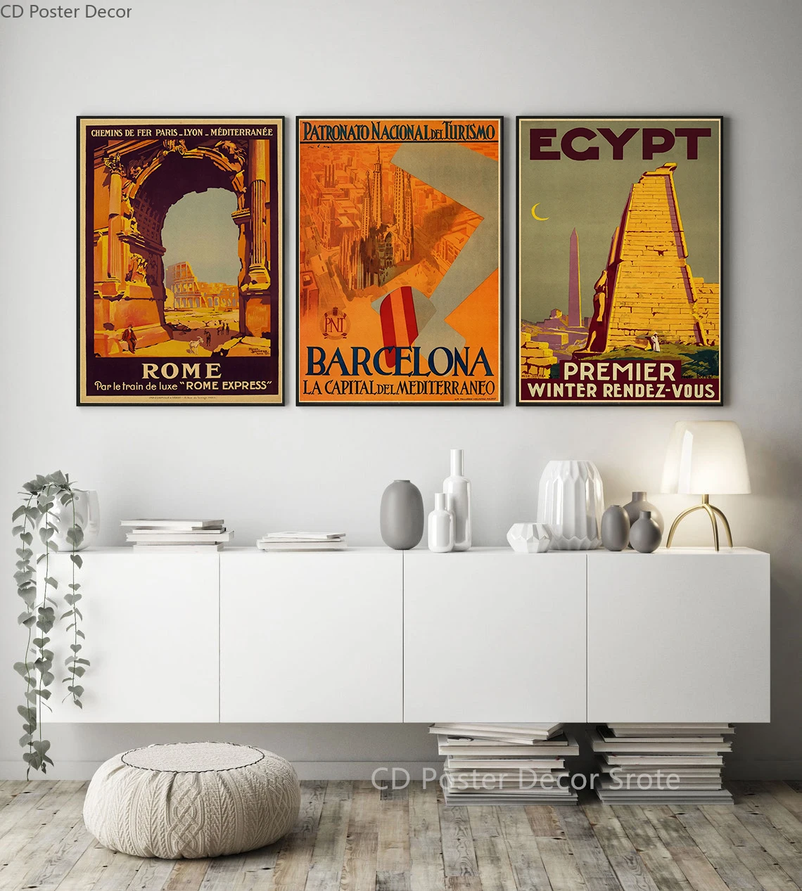 Travel Poster Cities Rome Egypt Art Wall Painting Retro Prints Vintage Home Room Bar Cafe Decor Kraft Paper Aesthetic Picture