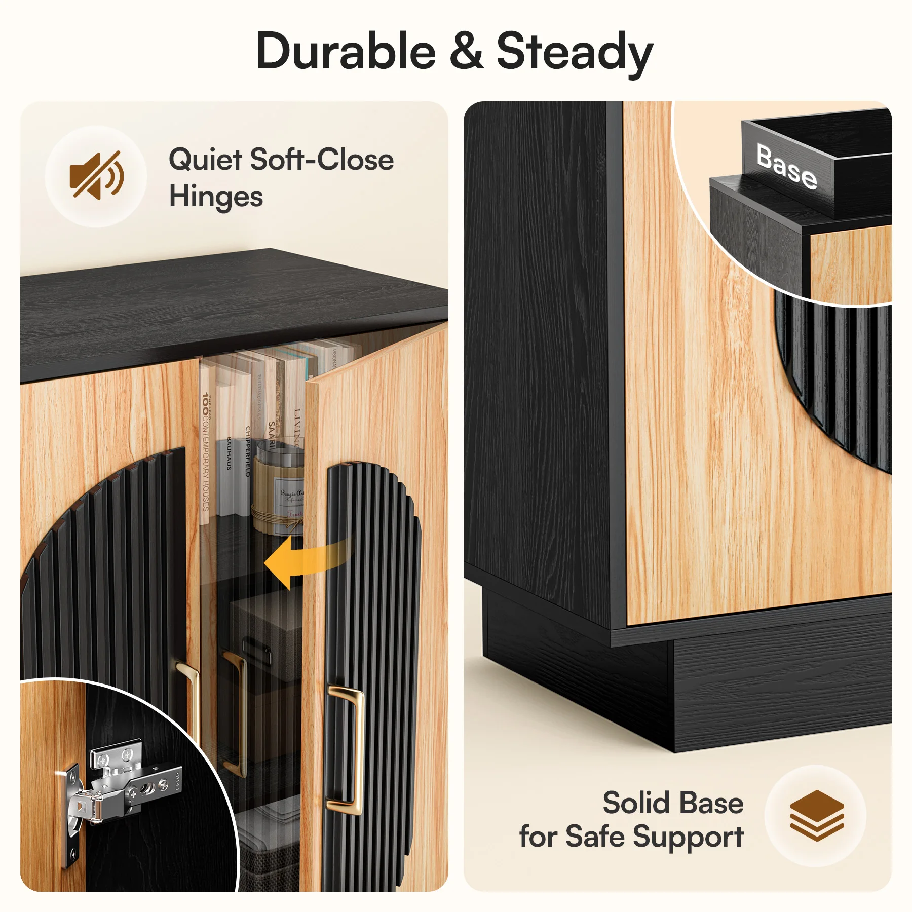 Modern Fluted Modular Credenza & Buffet Cabinet with Storage 4
