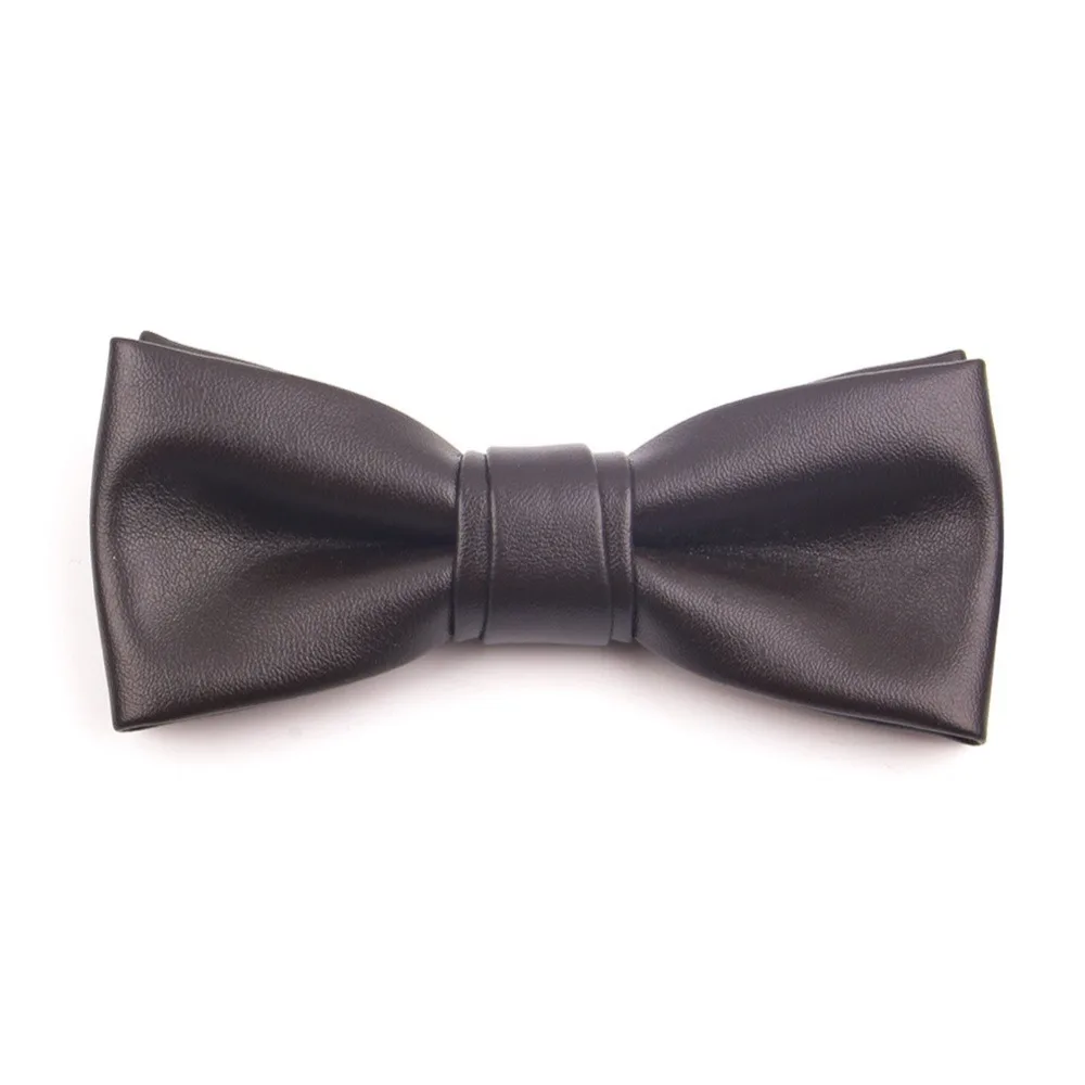 간단한 솔리드 컬러 PU 가죽 나비 넥타이 조정 가능한 질감 남자 넥타이 소프트 Bowknot 레트로 넥타이 셔츠