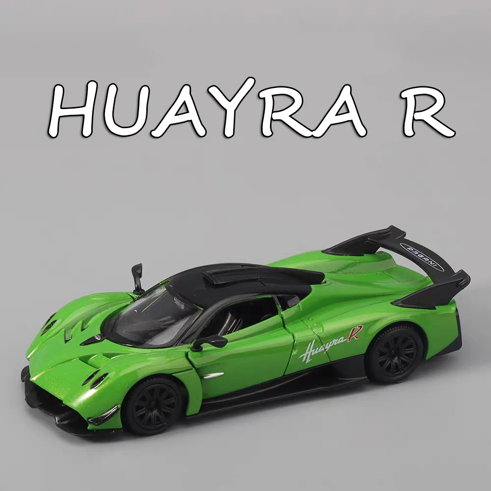 1:32 Pagani Huayra R ‌   โลหะผสมรถยนต์ของเล่นDiecastรุ่นล้อดึงกลับMiniatureพร้อมแสงเสียงSuper Carสําหรับเด็กผู้ใหญ่ของขวัญ