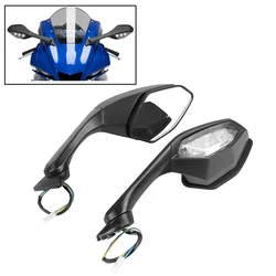 For YAMAHA YZFR1 YZF R1 YZF-R1 2015-2024 YZFR6 YZF-R6 YZF R6 2017-2022 Foldable Rearview Mirrors Rear View Turn Light Signals