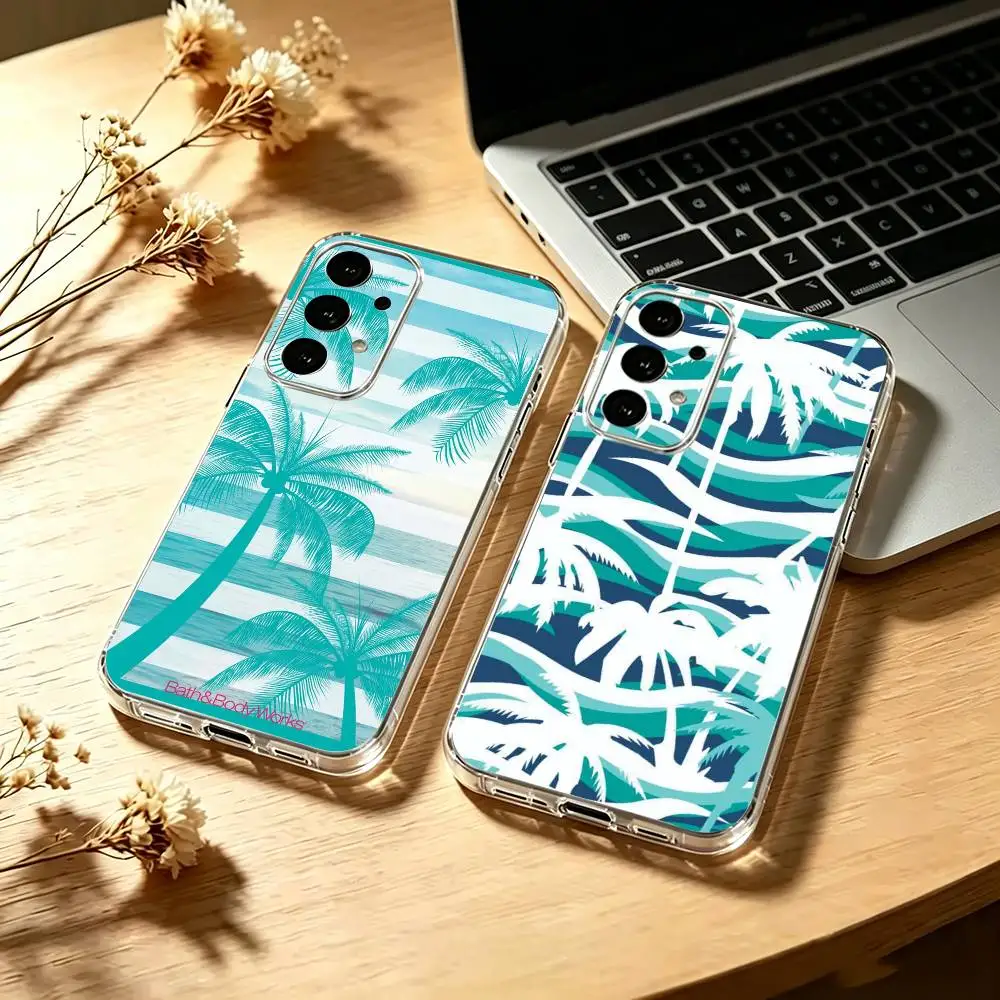 T-Trend coconut tree Phone Case Transparent Silicone Soft For Samsung S25,S24,S21,S22,S23,S30,Ultra,S20,Plus,Fe