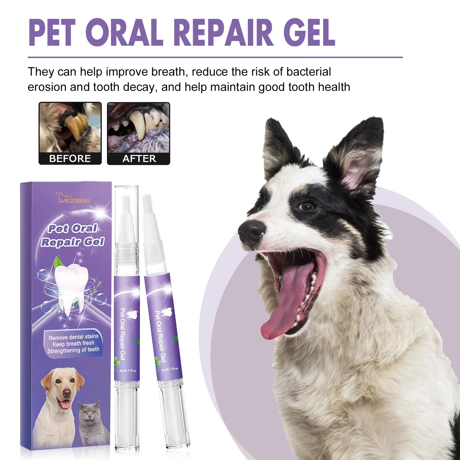 Dog Oral Cleaning Gel Tooth Stain Cleaner Remove Dental Stakes Tartar Plaque Eliminator Fresh Breath Pets Tooth Whitening Pen