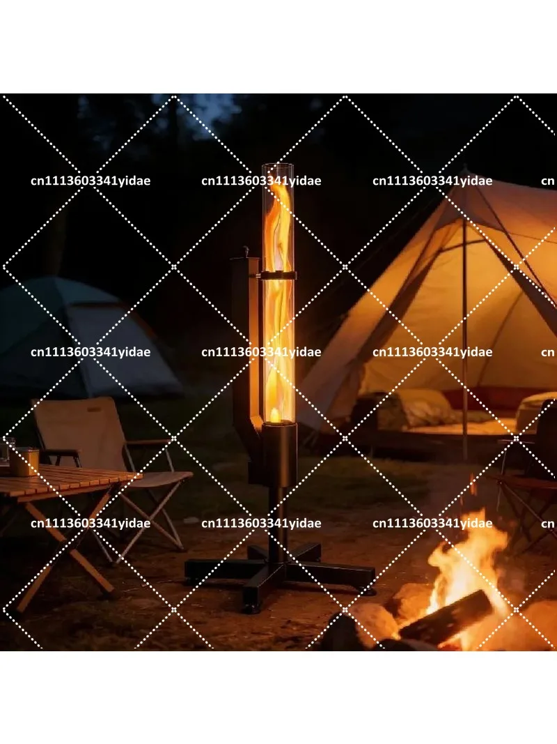 Vertical Wood-Burning Rocket Stove, Outdoor Garden Heating Camping Cooker