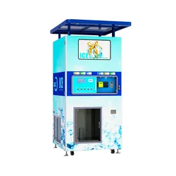 Smart Coin Operated Nugget Ice Cube Maker Machine Vending Kiosk Commercial Ice Cube Machine Block Ice Plunge with auto bagging