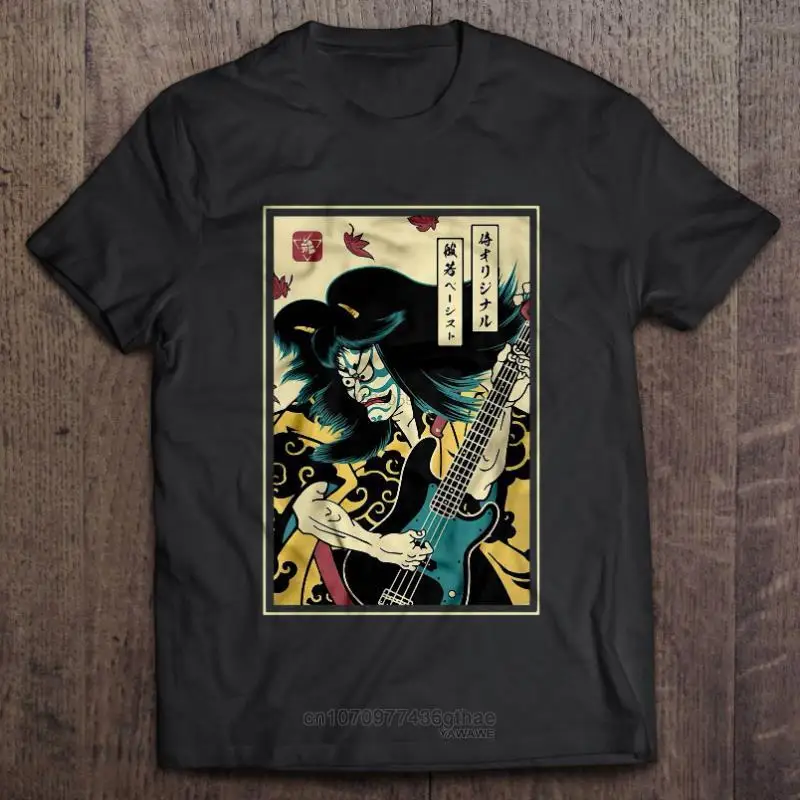 Funny T Shirt Fashion Tshirt Samurai Hannya Bassist Loose Comfortable Leisure Humor Camiseta Hombre Creative o-neck Tops