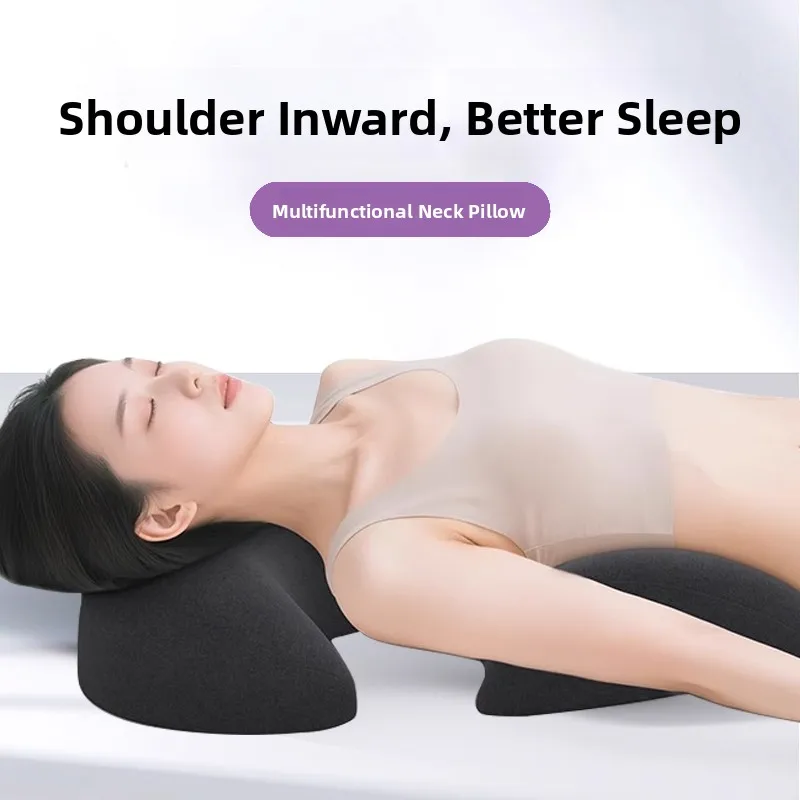 Sleeping Beauty Back Correction Pillow Neck Support Bedtime Shoulder Relaxation Medium Foam Cushion for Better Sleep