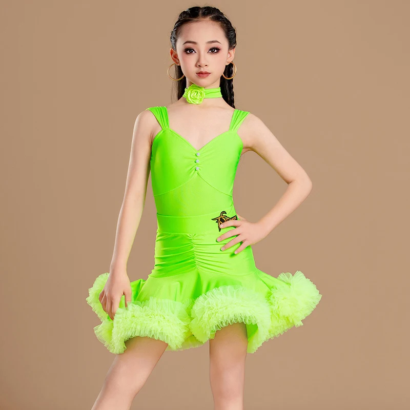 

2025 детские профессиональные танцевальные платья для девочек, платье для соревнований по латинским танцам самбы, детская танцевальная одежда для выступлений, SL13410