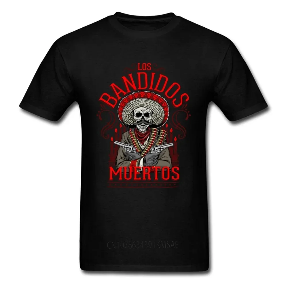 Los Bandidos Muertos Men Stylish T-shirt Hipster Black Tees Skull Cotton T Shirt Fitness Clothing The Dead Bandits Print