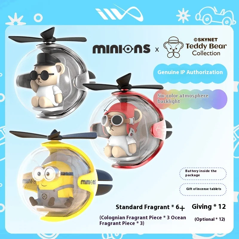 Minions New Cartoon Car Air Freshener Rotating Propeller Outlet Fragrance Magnetic Design Auto Accessories Interior Perfume gifl