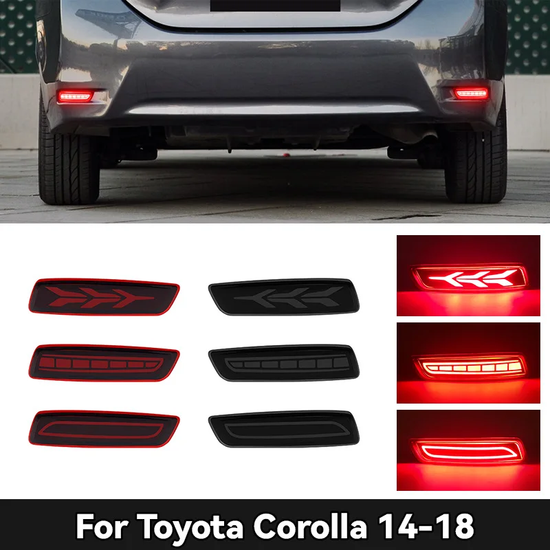 2pcs  LED Rear Bumper Reflector Tail Brake Light Lamps Exact fit Compatible with Toyota Corolla 2014-2018