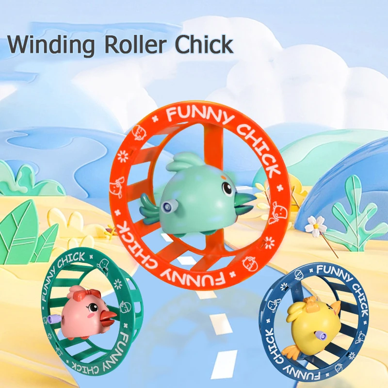 Anneau de poulet mécanique de dessin animé, jouet de poulet à Rotation amusant et mignon, rouleau de queue de voiture à retirer, déplaceront une chaîne d'horlogerie pour enfants mignons