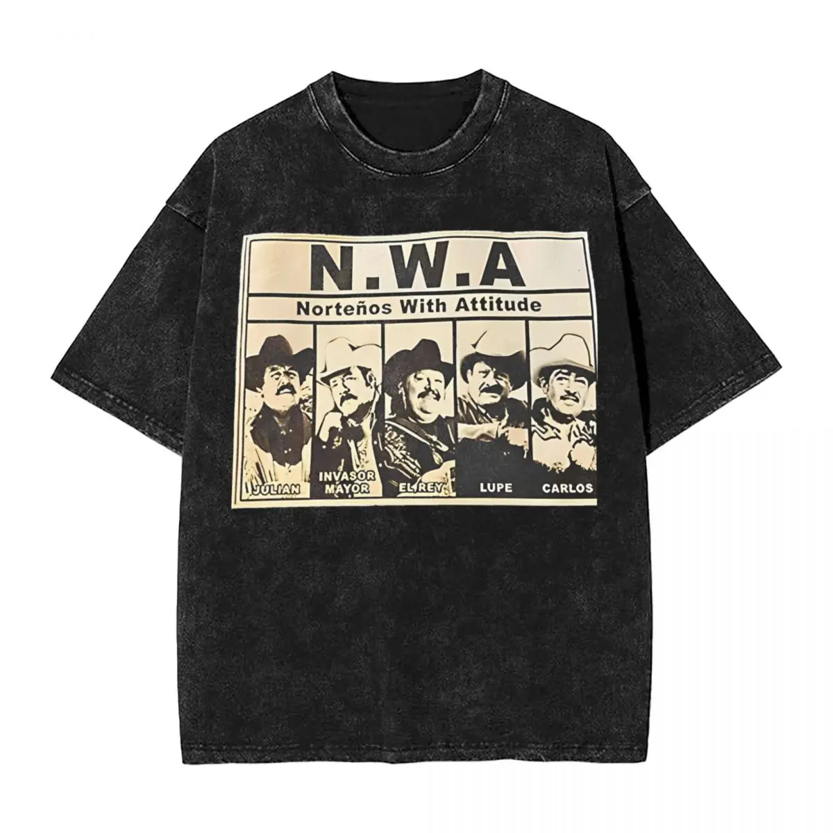 Streetwear Washed T-Shirt Nwa Nortenos With Attitude Loose T Shirts Leisure Tshirt for Men Summer Y2K Retro Casual Tees