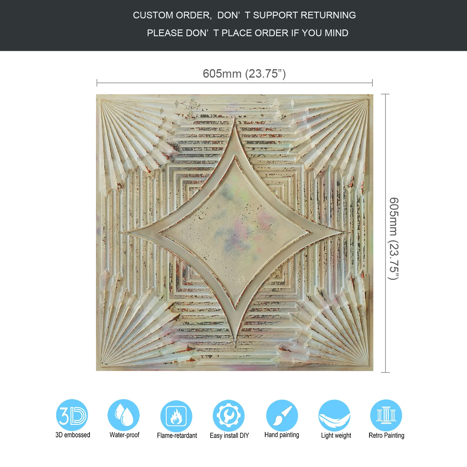 Chalk painted ceiling tiles, pvc wall panel, high-quality materials, PL81 10tiles/lot view 6