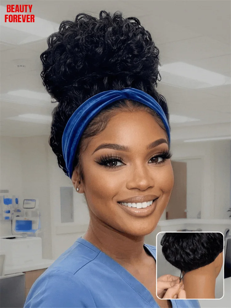 

Beautyforever HookFit Water Wave Headband Wig 100% Human Hair Wigs With Invisi Drawstring Put and Go Machine Made Human Hair Wig