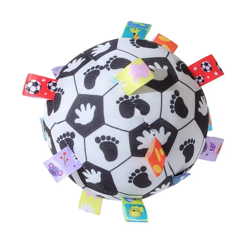 

Fabric Sensory Ball Interactive Sensory Development Ball With Rattle High Contrast Colors Fine Motor Skill Toy Ribbon Tag Ball