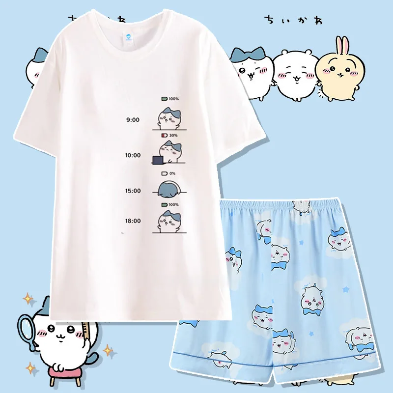 

Жаркое лето, новое аниме, милые женские пижамы Chiikawa, пижамные комплекты Kawaii с героями мультфильмов, 2 шт., милая домашняя одежда для девочек, студенческие шорты с короткими рукавами