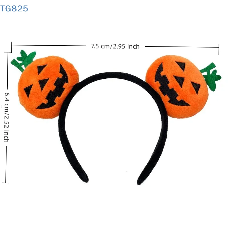 【AN】Halloween Pumpkin Headband Festive Costume Accessory Cute Cartoon Doll Hairband Dark Style Personality Trend Unisex Headwear