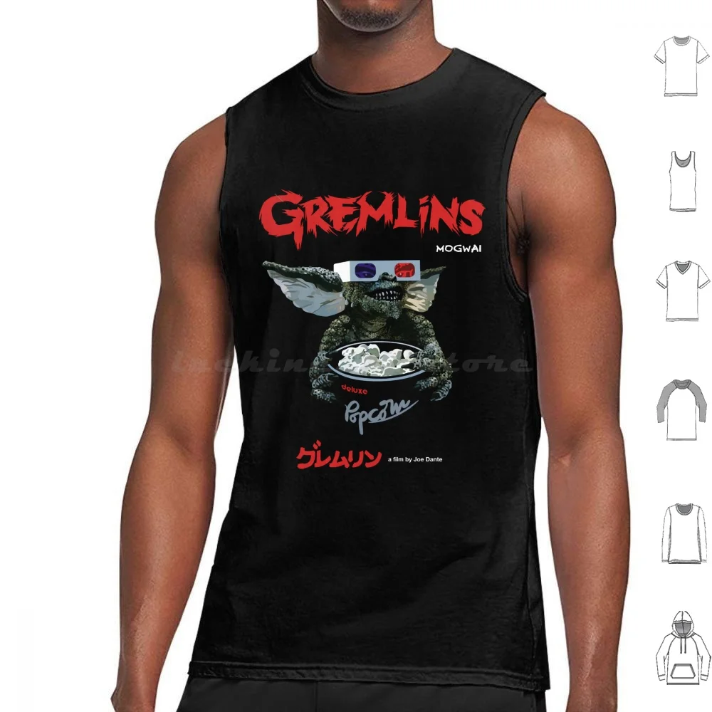 Gremlins Cinema Deluxe Popcorn Tank Tops Vest Sleeveless Gremlins Movie Theater Popcorn Stripe Mogwai Gizmo Vader Skywalker