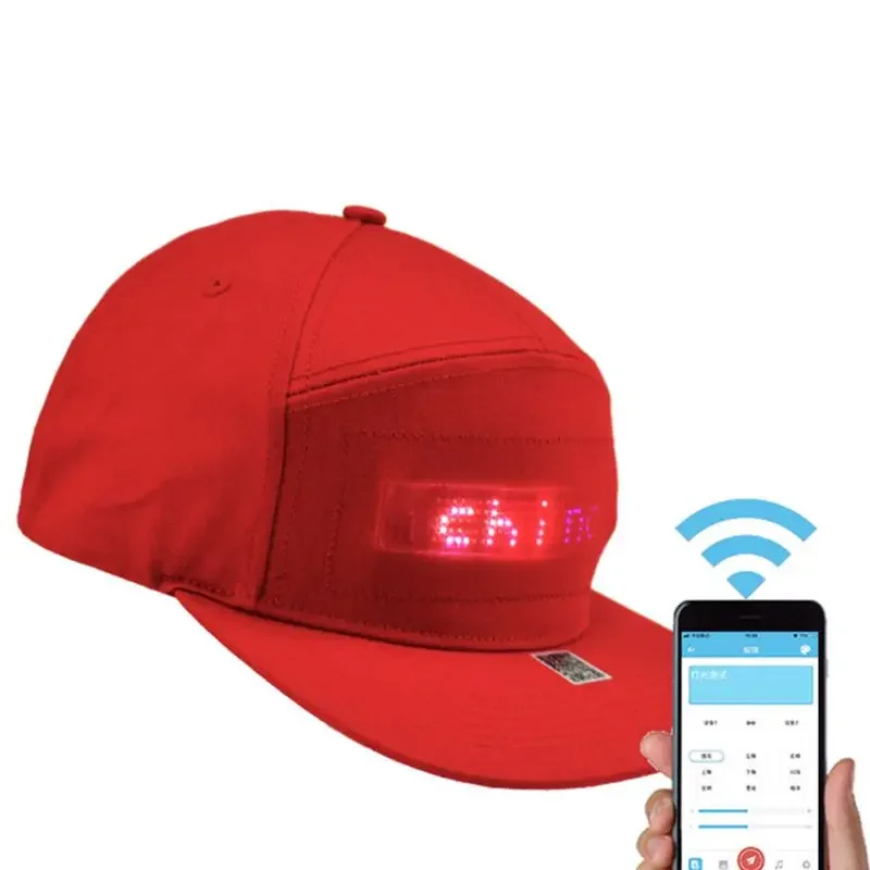 Unisex LED APP Controlled Baseball Hat Scroll Message Display Board Hip Hop Street Cap
