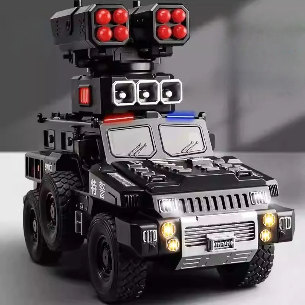 Vehículos blindados militares de aleación 1:50, modelo fundido a presión, juguete en miniatura, música ligera, puertas extraíbles, modelos de coches abiertos para niño, regalo de Navidad