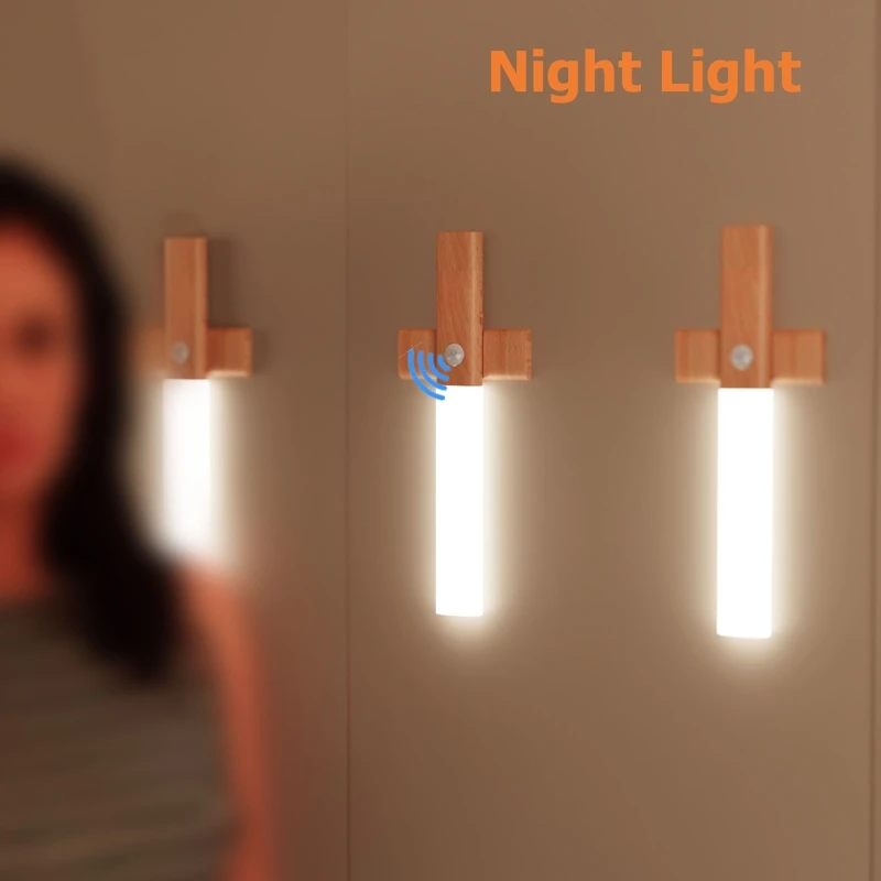 

LED Night Light Kitchen Cabinet Closet Lights Home Staircase Bedroom Table Move Lamp Bedside Lighting Magnetic USB Wall Lamp