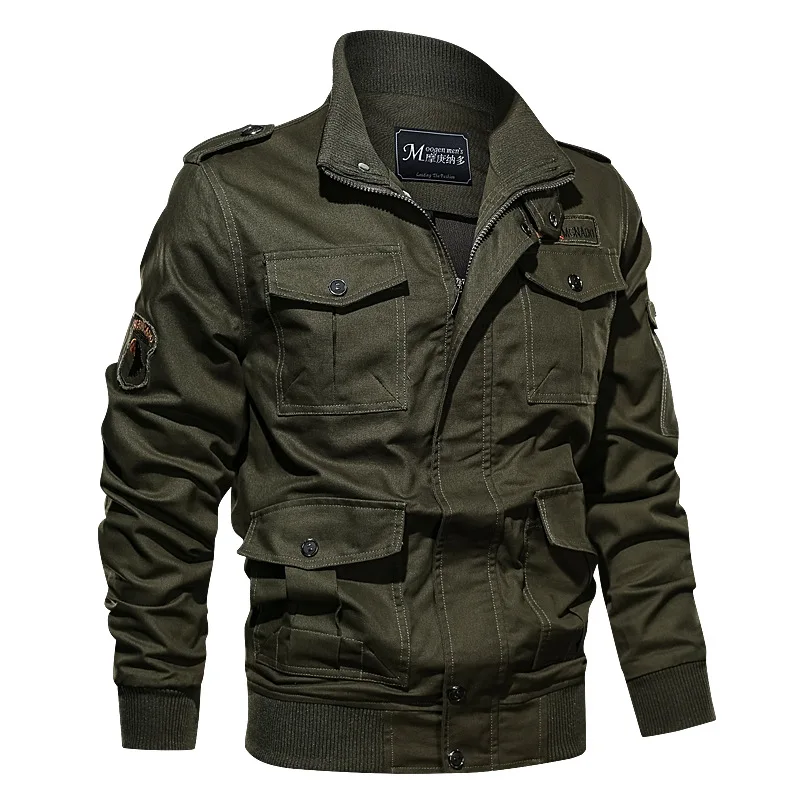 2024 Autumn and Winter Men\'s Casual Workwear Jacket, Multi-Pocket Large Size Military Washed Jacket, Flight Suit Coat