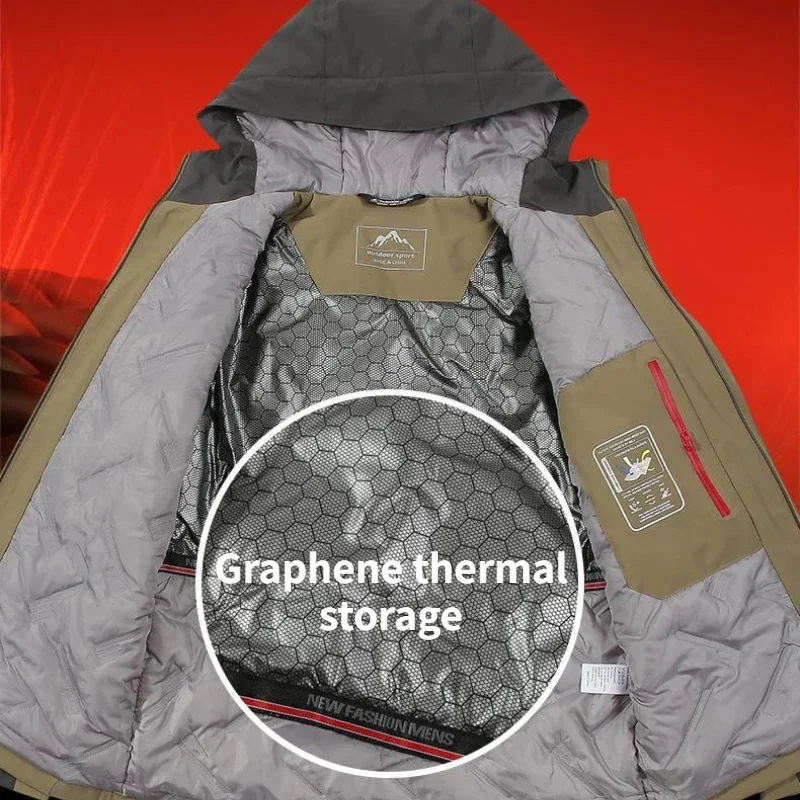 Graphene Heated Charge Jacket Men Women Windproof Waterproof Warm Hooded Climbing Coats Outdoor Hiking Camping Travel Jackets