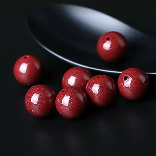 5A Natural Cinnabar Zinnober 14-25mm Genuine Vermilion Single Bead DIY Jewelry Material