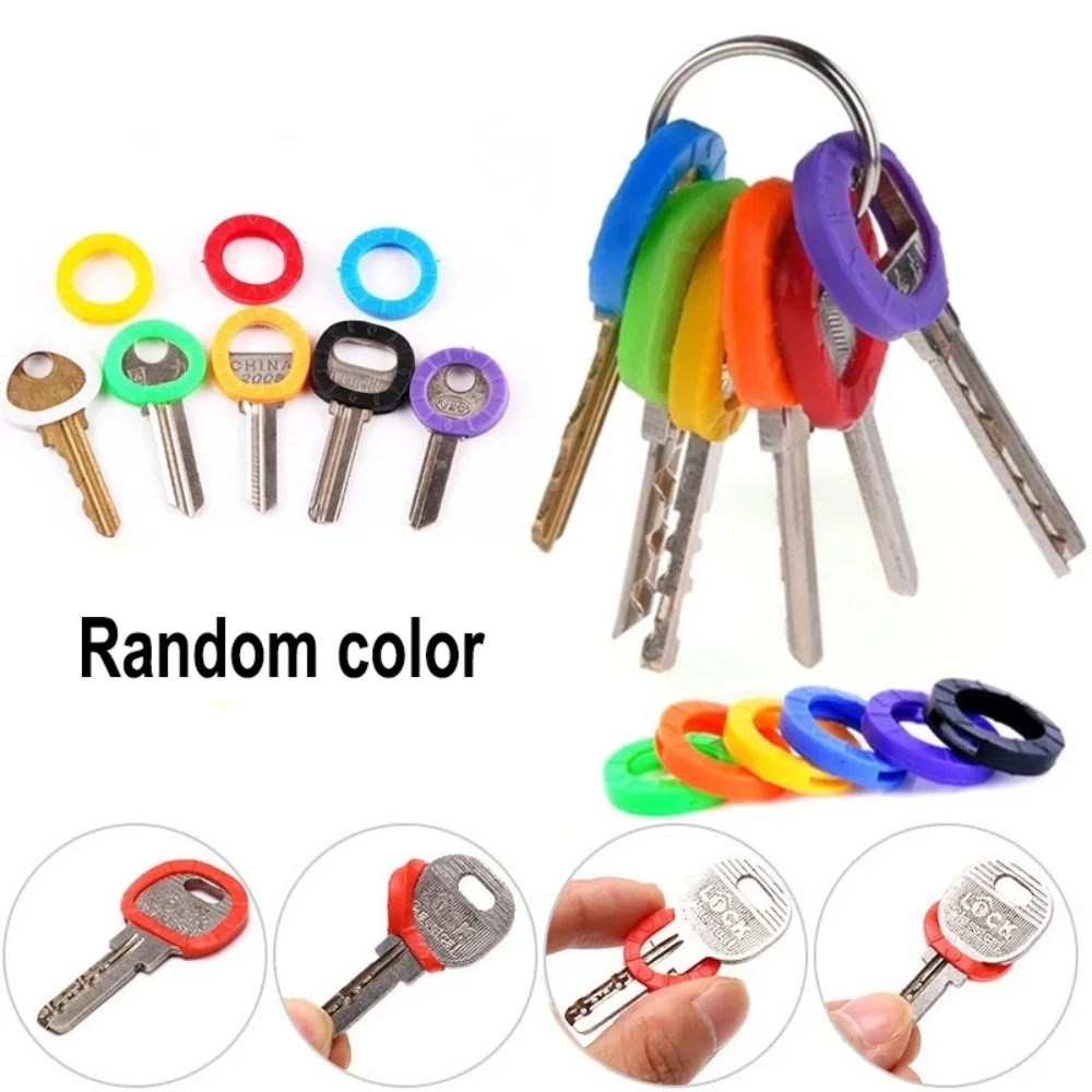 24/32Pcs Mixed Plastic Keys Caps Topper Elastic Case for DIY Keyring Rubber Head Caps Keys Locks Tags ID Markers