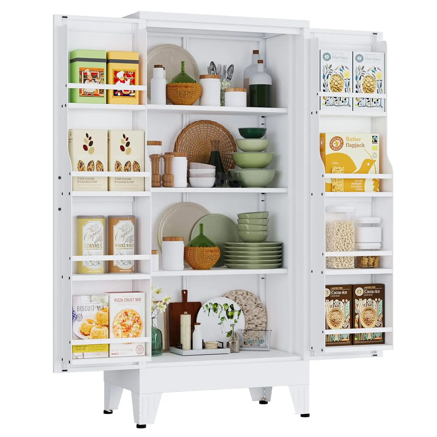 

48"H Metal Pantry Storage Cabinet with Adjustable Shelves for Kitchen Dining Room Customized
