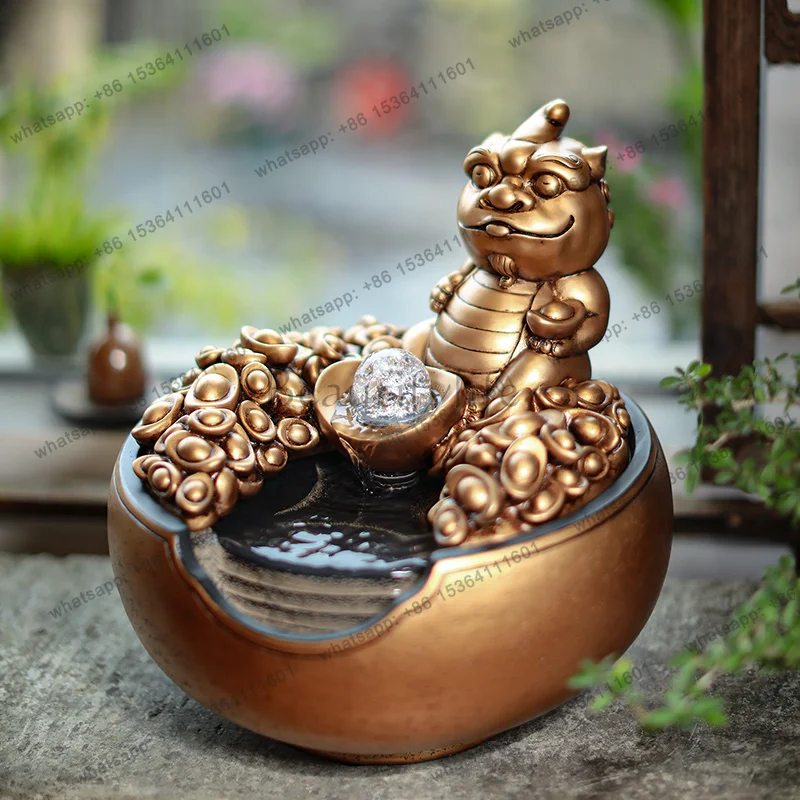Factory Direct Creative Lucky Desktop Flowing Water Ornament Front Desk Decoration Waterscape Lucky Fountain Landscape