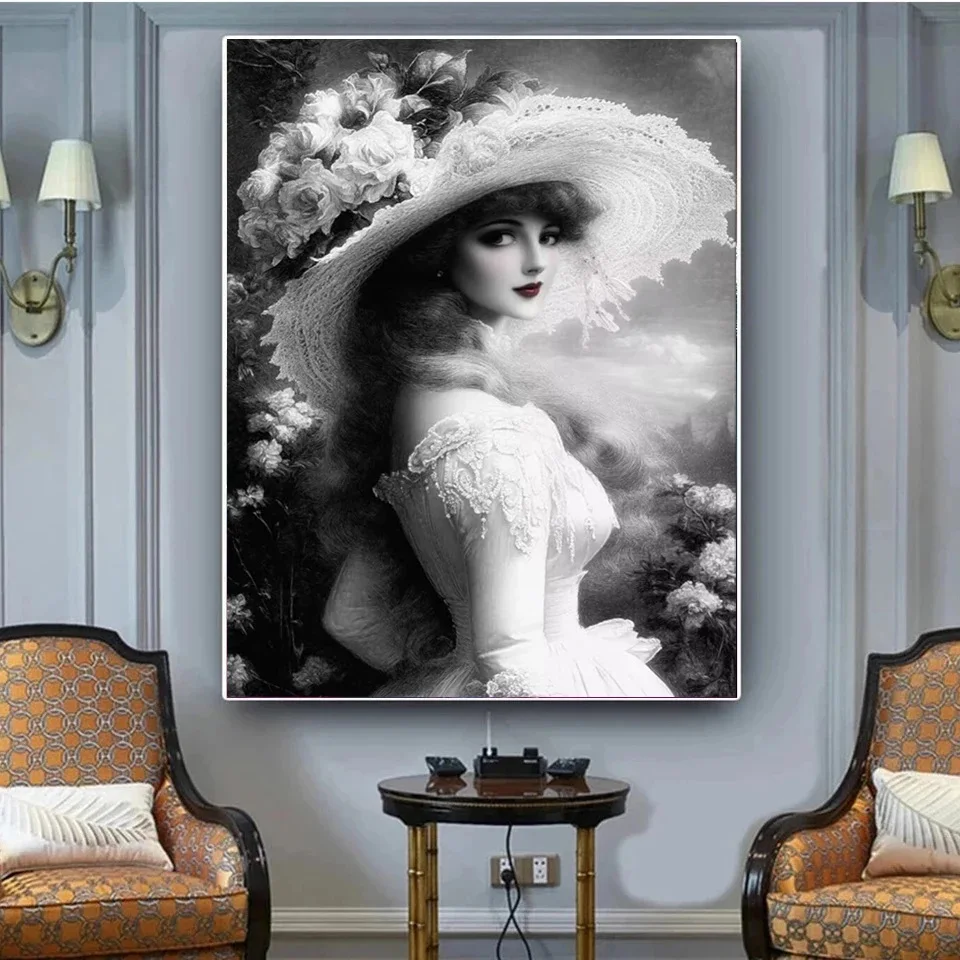 Diamond Painting Beautiful Vintage Woman New Beads Embroidery Mosaic 5D Full Diamond Cross Stitch Kits Victorian Lady Wall Art