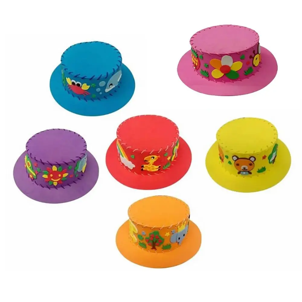 Creativo fai da te cucito cappello EVA puzzle prima educazione cartone animato animale cappello berretto per bambini giocattolo progetto fai da te