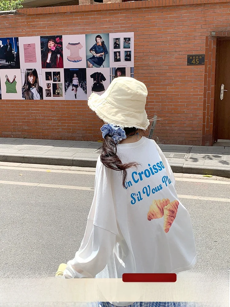 

Летняя женская свободная футболка Goodbye Long Sve: дышащая, легкая, с защитой от УФ-излучения, с принтом, в корейском стиле Sle Stberry Cro...