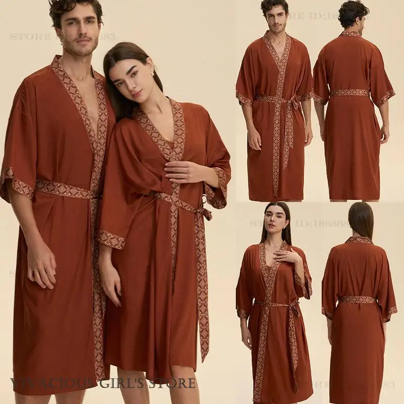 

Шелковистый атласный халат для пары, кимоно, халат, весна-лето, новая одежда для сна, домашнее платье, свободное повседневное пеньюар, одежда для отдыха, пижама