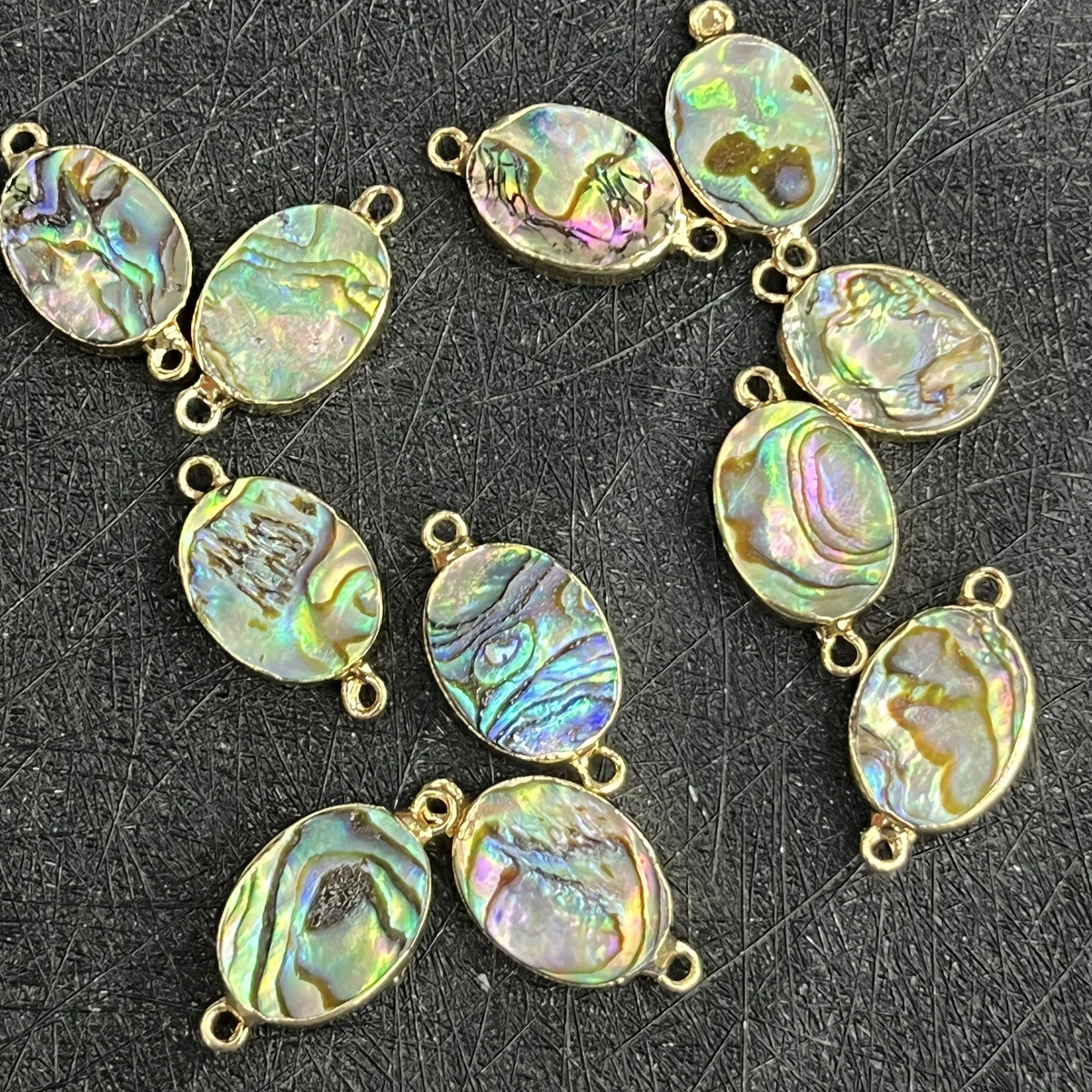

2pieces Natural Shell Connectors Oval Abalone Charms for DIY Women Men Necklace Jewelry Making Accessories Supplies Daily Gifts