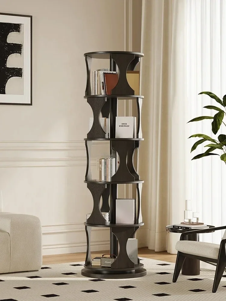 AARetro Solid Wood Rotating Bookshelf 360 Degree Bookcase Removable Home Living Room Picture Book Floor Shelf