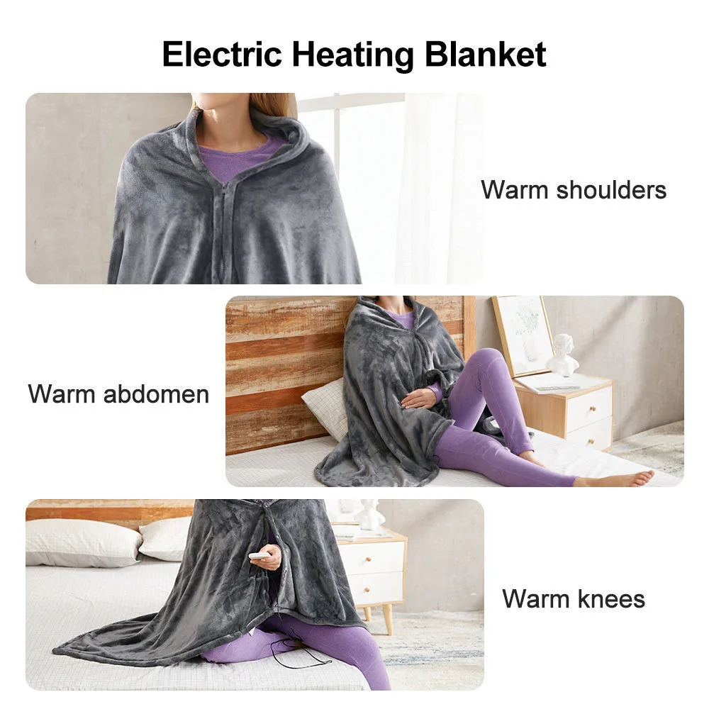 Winter Washable Rechargeable Heated Blanket Electric Warm Throw Blanket Heating Soft Fleece Blanket Shawl for Home Office Siesta